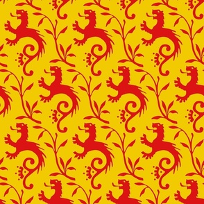 1410 medieval lions, red on yellow