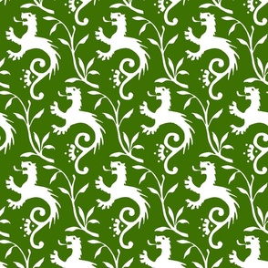 1410 medieval lions, white on green