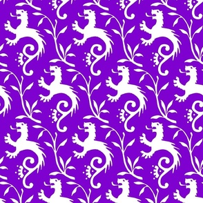 1410 medieval lions, white on purple