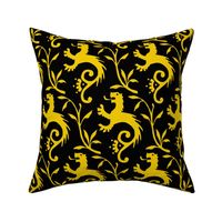 1410 medieval lions, yellow on black