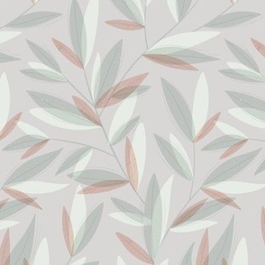 Overlapping Leaves - soft Neutral on Gray