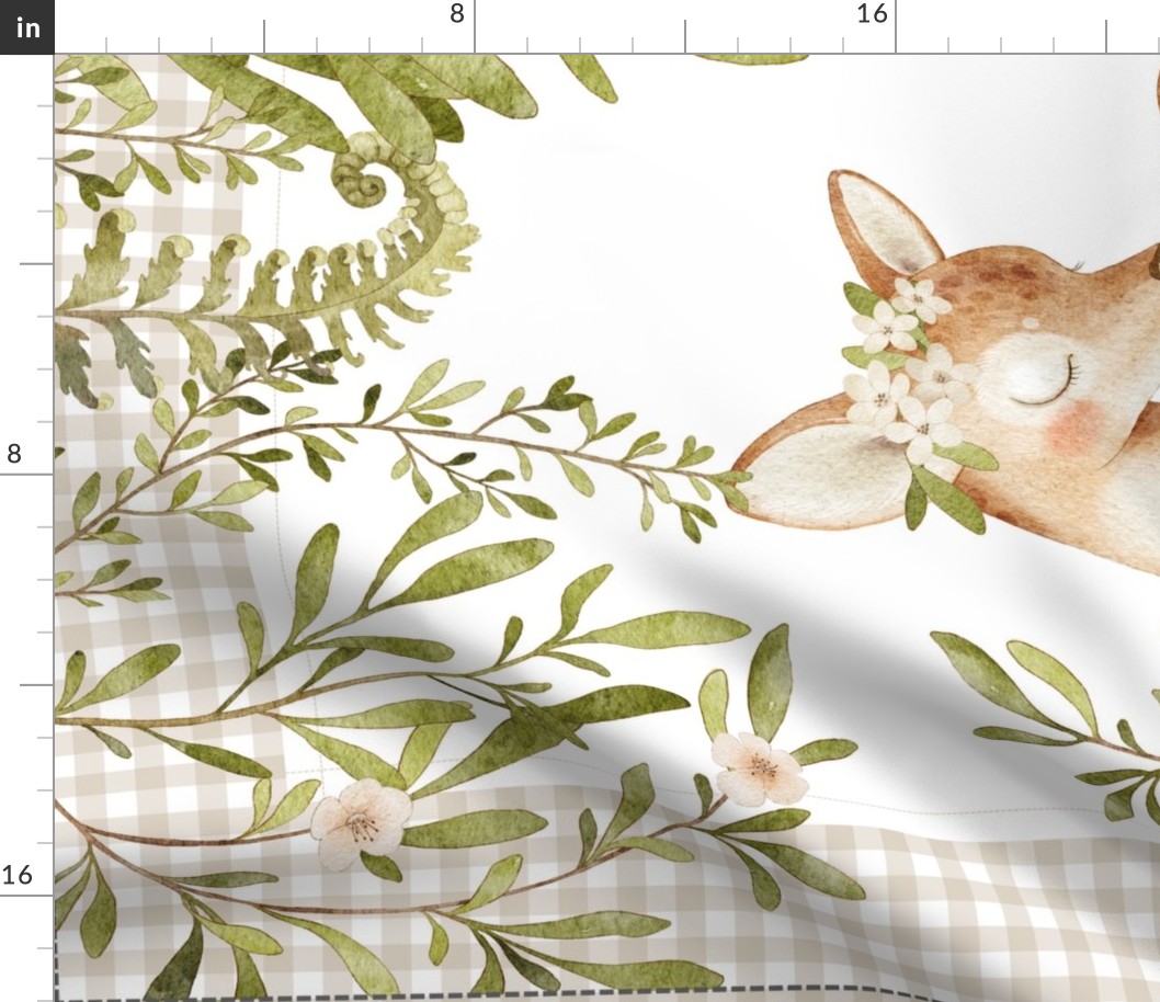 42” x 36” Blanket Panel Mama + Baby Deer, Woodland Animal Bedding // REQUIRES ONE YARD