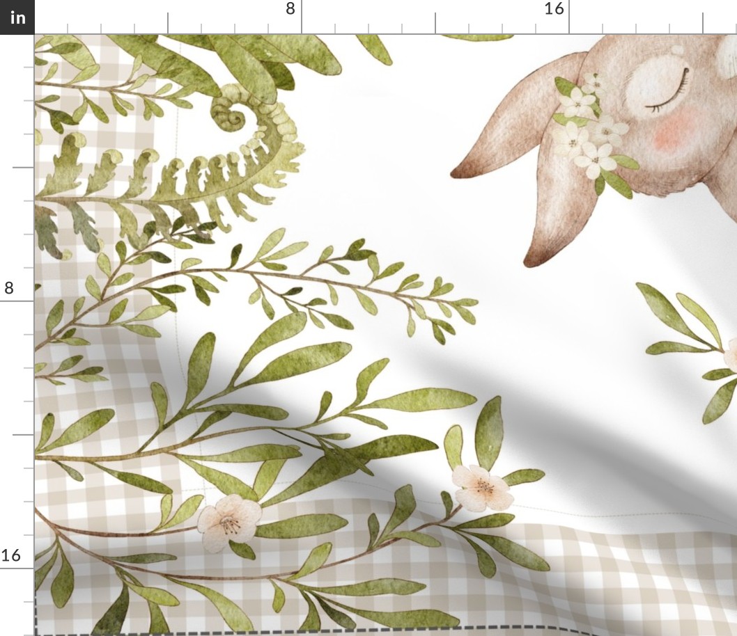 42” x 36” Blanket Panel Mama + Baby Bunny, Woodland Animal Bedding // REQUIRES ONE YARD