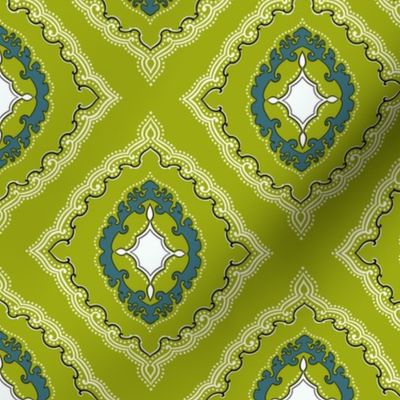 Arabetto Nuovo Damask in Green (6 inch)