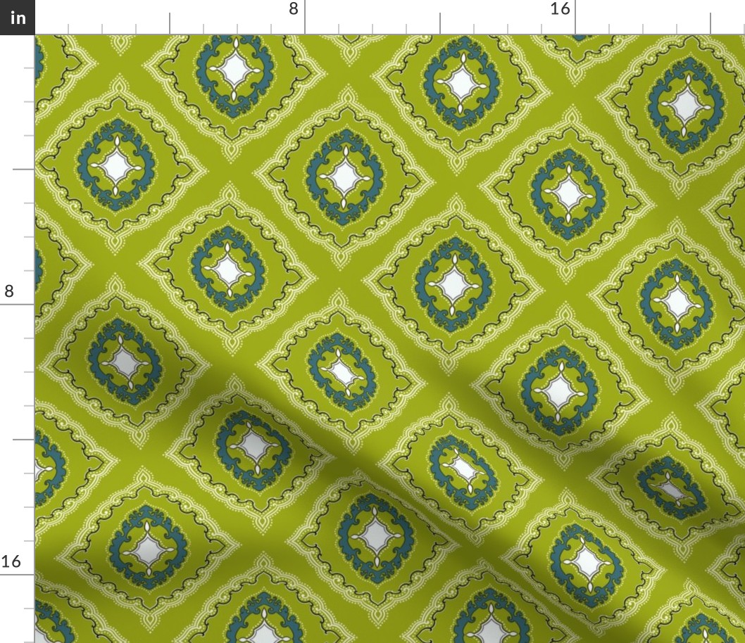 Arabetto Nuovo Damask in Green (6 inch)