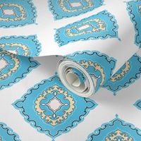Arabetto Nuovo Damask in Light Blue and White (16 inch)