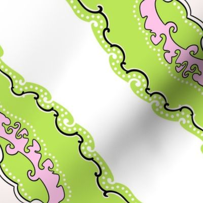 Arabetto Nuovo Damask in Pink and Green (16 inch)