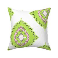 Arabetto Nuovo Damask in Pink and Green (16 inch)