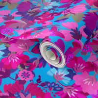 Le Jardin (Mini Print) in Pink on Blue