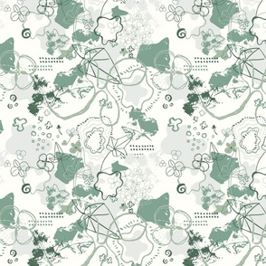 Abstract Plants Pattern Nature inspired-green and white