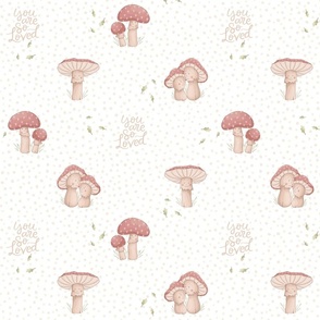botanical cute baby mushroom soft colored, toadstool 12 inch