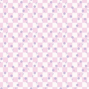 Checkered Blooms-Pastel Purple