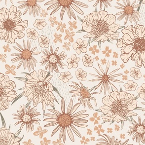 I Went Bloom - Natural florals -Jumbo Large- wallpaper - Hufton Studio