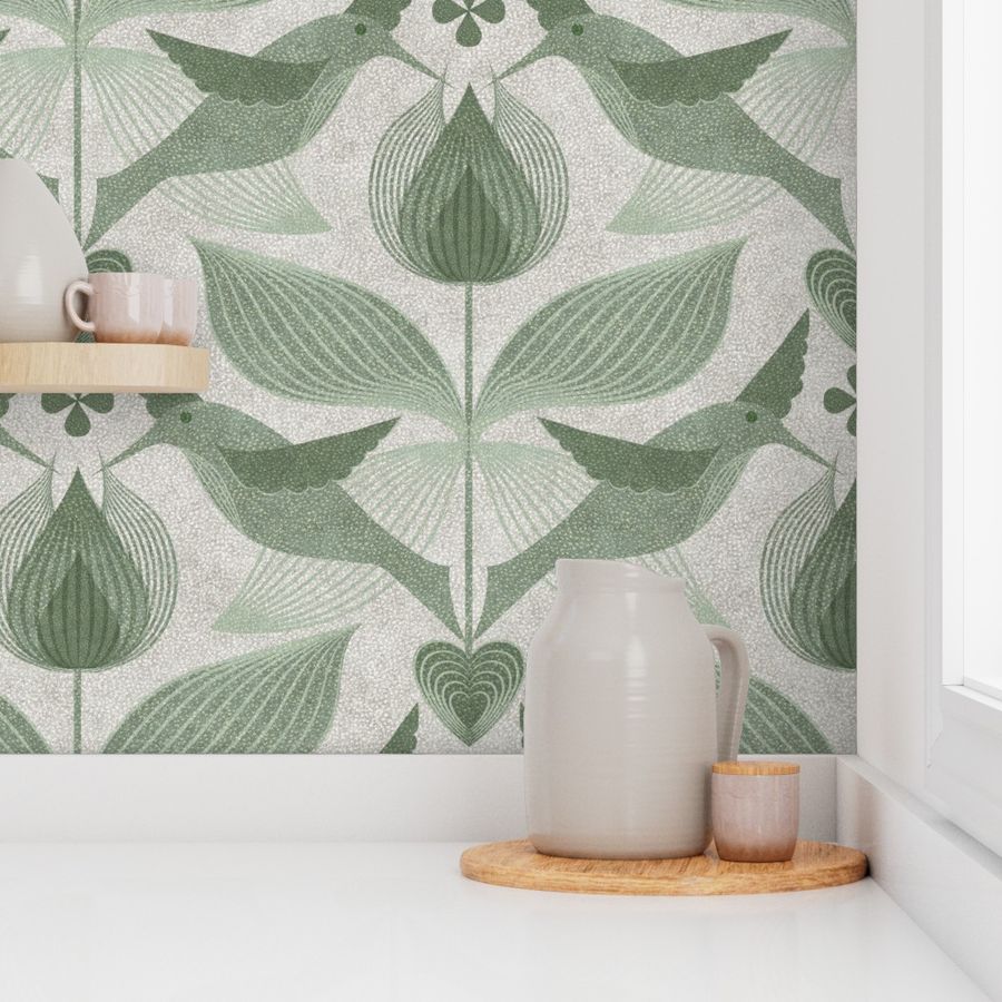 Botanical Tulips pollinated by Wallpaper | Spoonflower