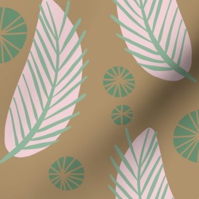 Chill Leafy Vibe green tan pink