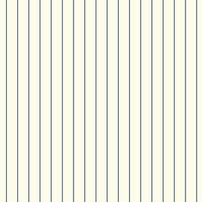 Budding Branches - thin navy blue stripe - on cream - vertical pin line
