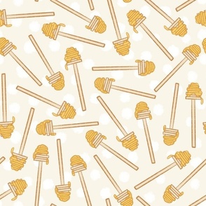 Honey Wands on Beige with White Polka Dots 