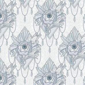 Gothic Rose Wallpaper in Silver
