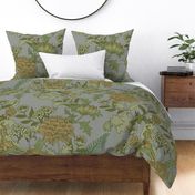 Neutral Garden gray linen William Morris Style