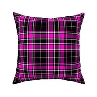 Small Scale - Tartan Plaid - Black with Fuchsia and Off White