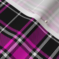 Small Scale - Tartan Plaid - Black with Fuchsia and Off White