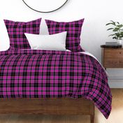 Small Scale - Tartan Plaid - Black with Fuchsia and Off White