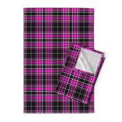 Small Scale - Tartan Plaid - Black with Fuchsia and Off White