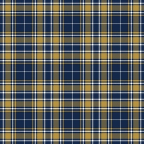 Tartan Plaid - Navy Blue with Toffee Gold and Off White