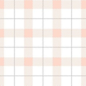 Soft pastel gingham design trendy tartan for nursery textiles blush peach gray on white