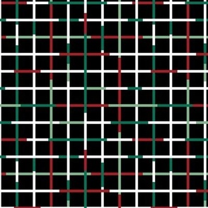 Check please - Christmas winter wonderland geometric grid gingham design trendy tartan in red green mint on black 
