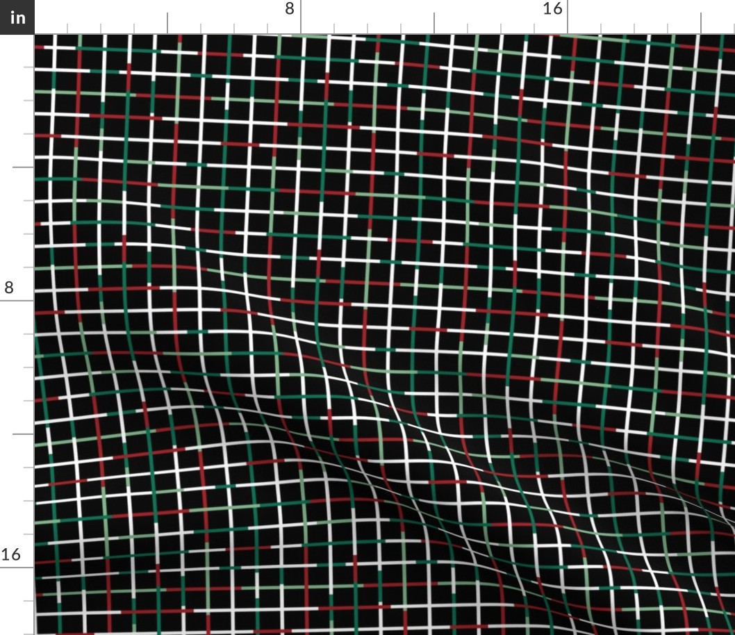 Check please - Christmas winter wonderland geometric grid gingham design trendy tartan in red green mint on black 