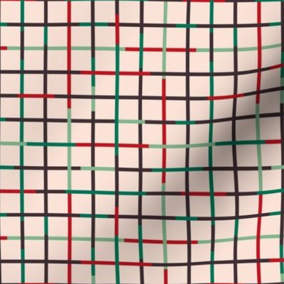 Check please - Christmas winter wonderland geometric grid gingham design trendy tartan in red green mint on blush nude 