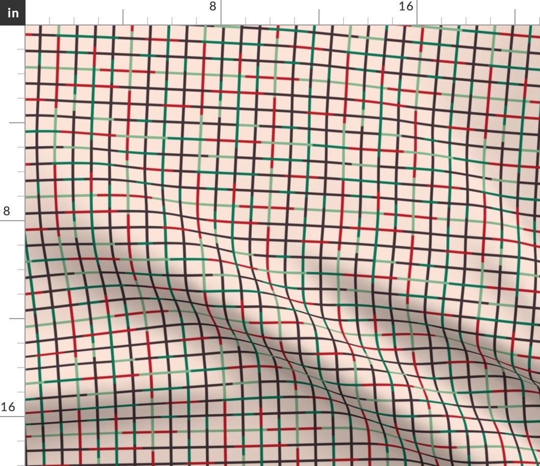Check please - Christmas winter wonderland geometric grid gingham design trendy tartan in red green mint on blush nude 