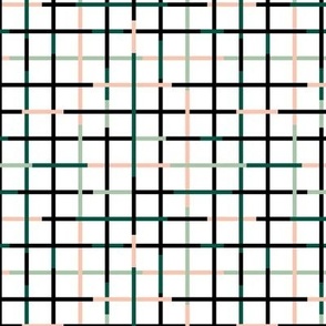 Check please - Christmas winter wonderland geometric grid gingham design trendy tartan in green mint blush black on white
