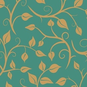 Danallis - Foliage - Gold and Teal - Large Scale