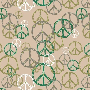 Melting Peace signs - olive - large