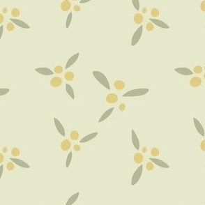 Floral Berries Yellow and Grey on Cream - Regular Scale