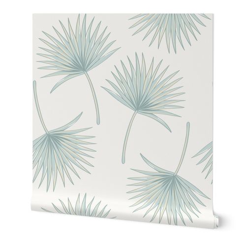 Neutral Botanicals Palm Leaf Light Wallpaper | Spoonflower