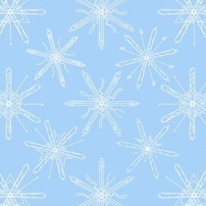 Ski Snow Flakes - Light Blue 