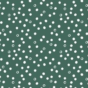 White polka dots – dark green