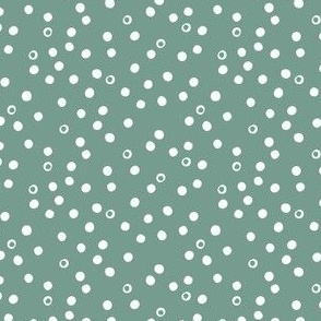 White polka dots – green