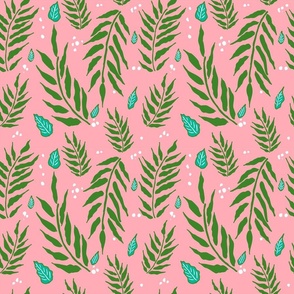 Pink and green leaves