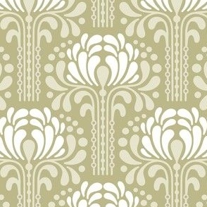 Pattern 0765 - abstract flowers, neutral green