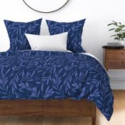 Large jumbo scale // Peaceful olive branches // navy blue background very peri olive tree leaves and olives