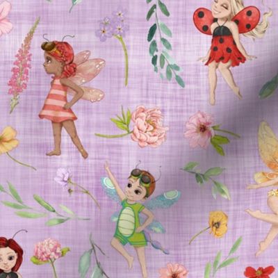 all bugs floral lilac linen