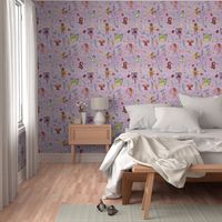 all bugs floral lilac linen