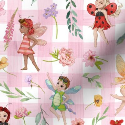 all bugs floral pink gingham