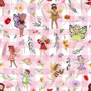 all bugs floral pink gingham