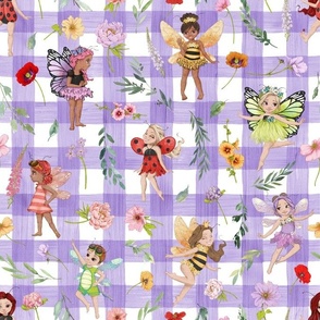 all bugs floral purple gingham