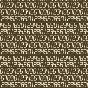 calculator digits - antique cream on brown